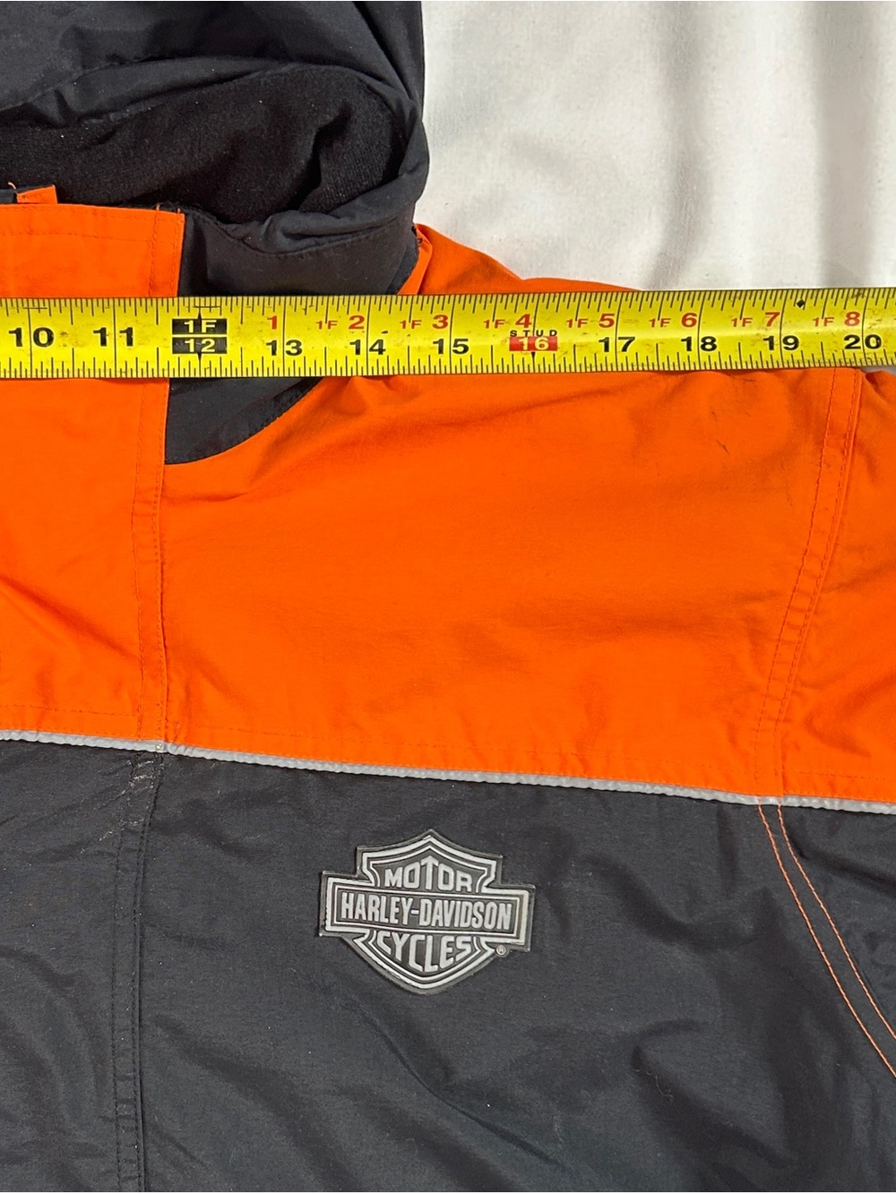 Harley-Davidson Mens S Black Orange Hooded Reflective Windbreaker Jacket - Picture 6 of 10